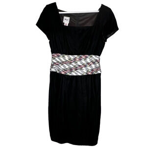 Gigi Gillian Velvet Vtg Dress 8 Plaid Ruched USA Union Holiday Party Evening 90s